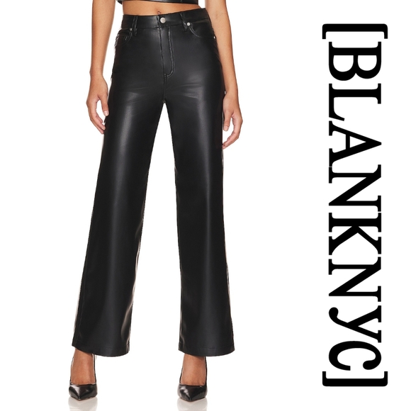 Blank NYC Pants - BLANK NYC- Faux Leather Franklin Rib Cage Straight in After Hours - Size 25